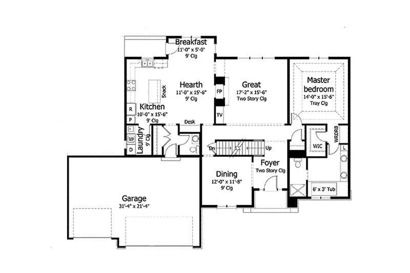 Home Plan - Floor Plan - Main Floor for Colonial House Plan #51-1035 - 4 bed, 2.5 bath