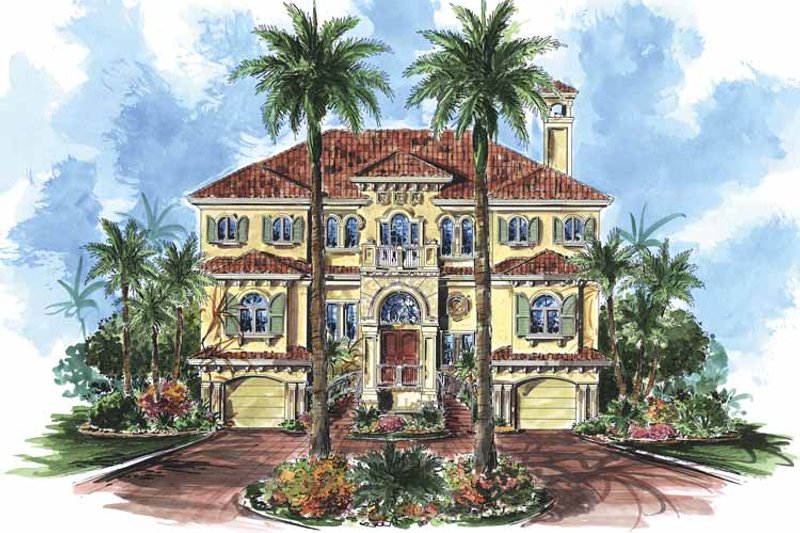 Home Plan - Exterior - Front Elevation 3 for Mediterranean House Plan #1017-79 - 3 bed, 3 bath