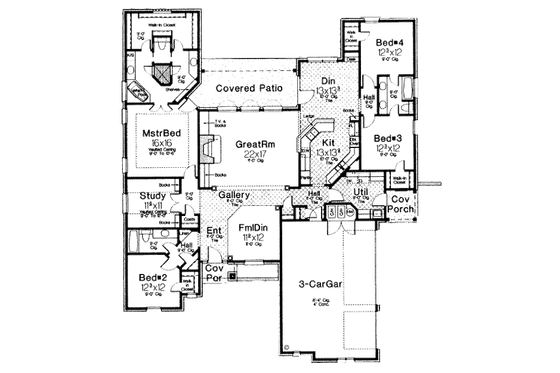 Floor Plan - Main Floor for European House Plan #310-870 - 4 bed, 3 bath