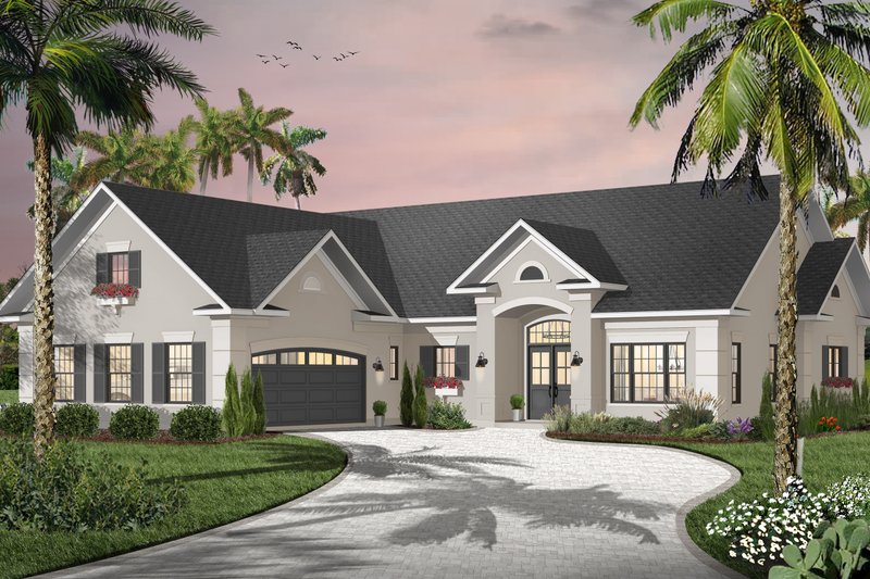 Architectural House Design - Mediterranean Exterior - Front Elevation Plan #23-2205