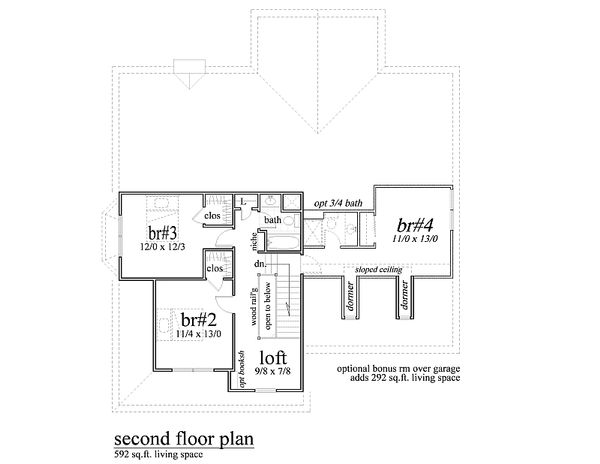 Traditional Floor Plan - Upper Floor Plan #459-4