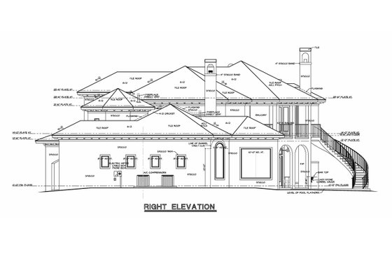 Exterior - Other Elevation 1 for Mediterranean House Plan #20-2166 - 5 bed, 6 bath