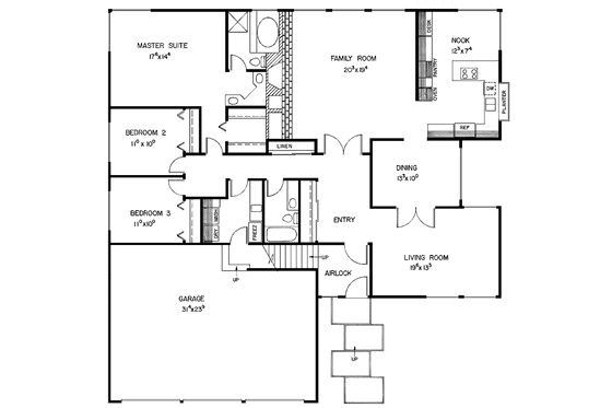 Floor Plan - Main Floor for Contemporary House Plan #60-953 - 4 bed, 3 bath
