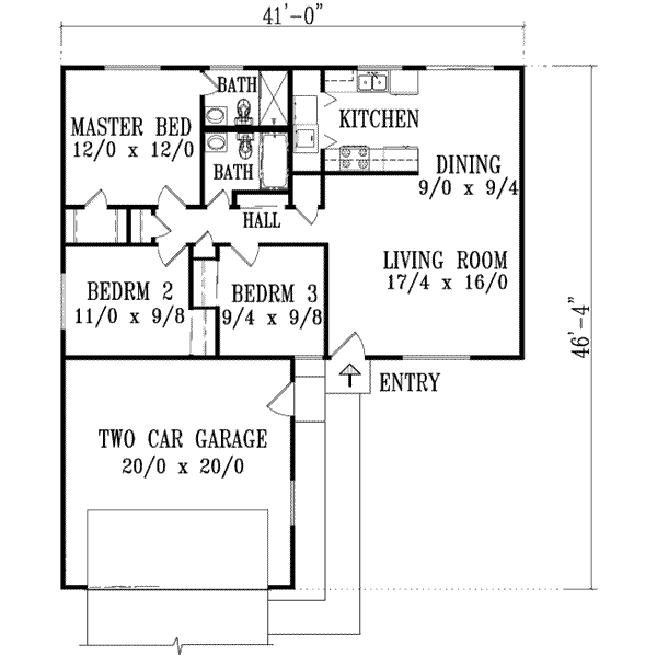 Architectural House Design - Traditional Floor Plan - Main Floor Plan #1-1047