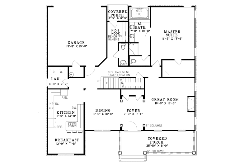 Home Plan - Floor Plan - Main Floor for Country House Plan #17-3242 - 3 bed, 2.5 bath