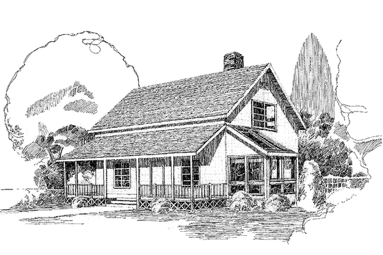 Exterior - Front Elevation 3 for Traditional House Plan #60-894 - 2 bed, 1.5 bath