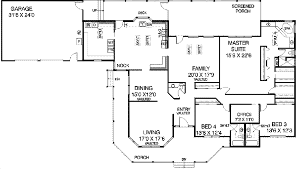 Dream House Plan - Country Floor Plan - Main Floor Plan #60-395
