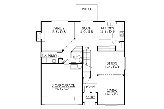 Floor Plan - Main Floor for Craftsman House Plan #132-305 - 4 bed, 2.5 bath