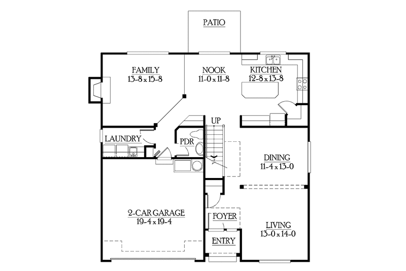 Home Plan - Floor Plan - Main Floor for Craftsman House Plan #132-305 - 4 bed, 2.5 bath