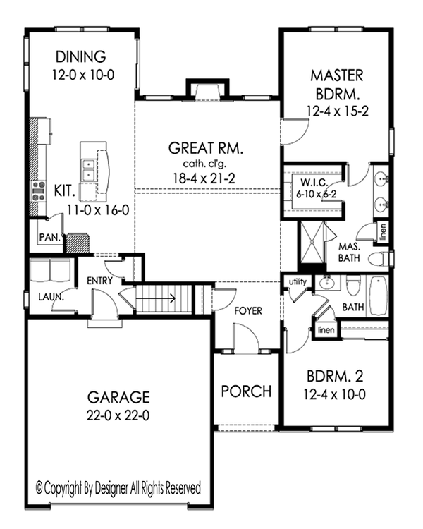 House Design - Ranch Floor Plan - Main Floor Plan #1010-181