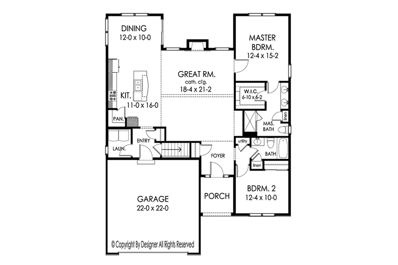 Home Plan - Floor Plan - Main Floor for Ranch House Plan #1010-181 - 2 bed, 2 bath