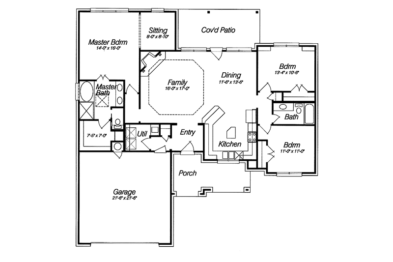House Blueprint - Floor Plan - Main Floor for Traditional House Plan #946-3 - 3 bed, 2 bath