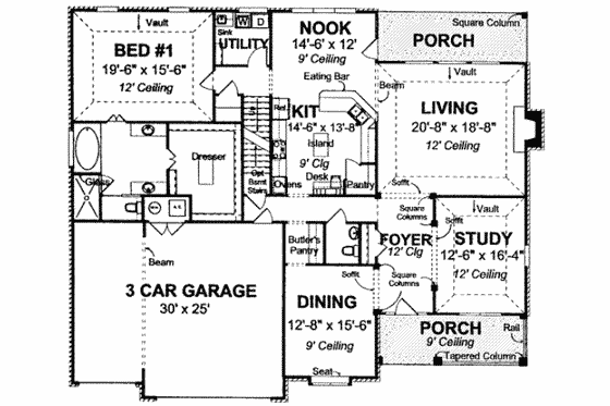 Floor Plan - Main Floor for European House Plan #20-1679 - 4 bed, 4 bath