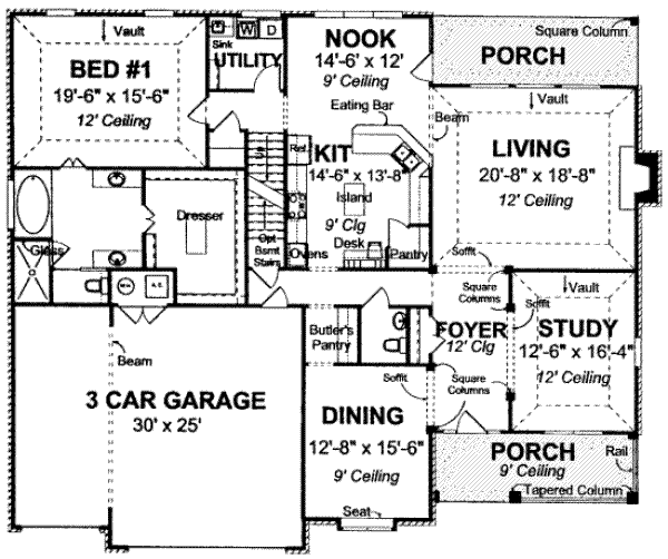 House Plan Design - European Floor Plan - Main Floor Plan #20-1679