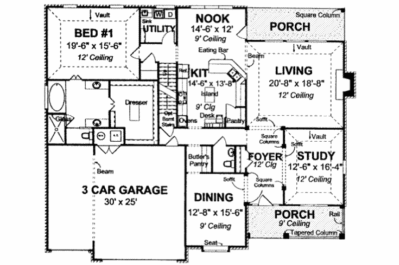 Home Plan - Floor Plan - Main Floor for European House Plan #20-1679 - 4 bed, 4 bath