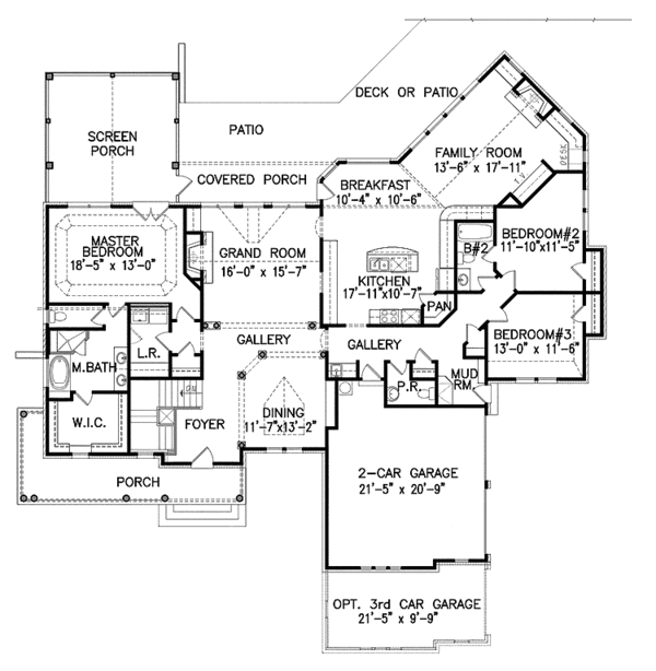 Dream House Plan - Craftsman Floor Plan - Main Floor Plan #54-257