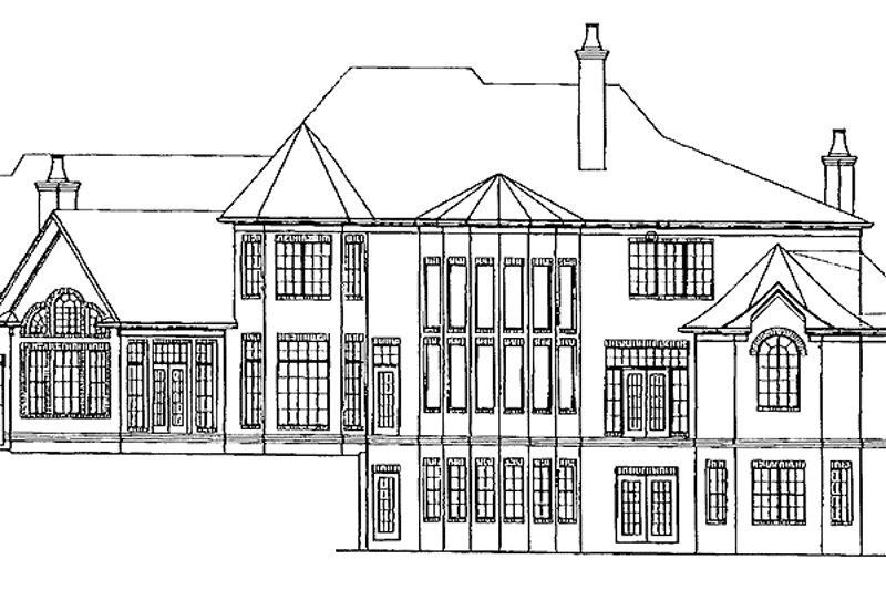Architectural House Design - Exterior - Rear Elevation for European House Plan #54-181 - 4 bed, 4.5 bath