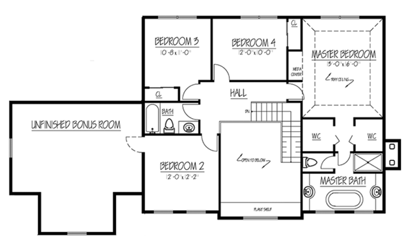 House Blueprint - Colonial Floor Plan - Upper Floor Plan #1061-5