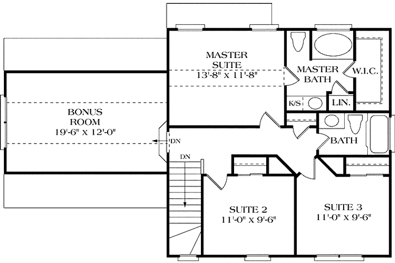 Home Plan - Floor Plan - Upper Floor for Colonial House Plan #453-278 - 3 bed, 2.5 bath