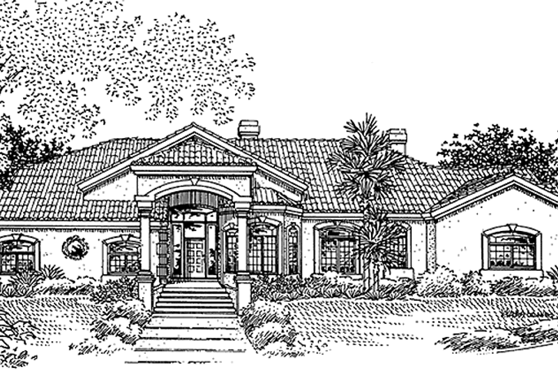 House Plan Design - Mediterranean Exterior - Front Elevation Plan #320-1469