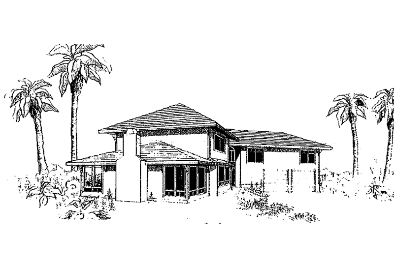 Home Plan - Exterior - Front Elevation 3 for Contemporary House Plan #60-983 - 3 bed, 2.5 bath