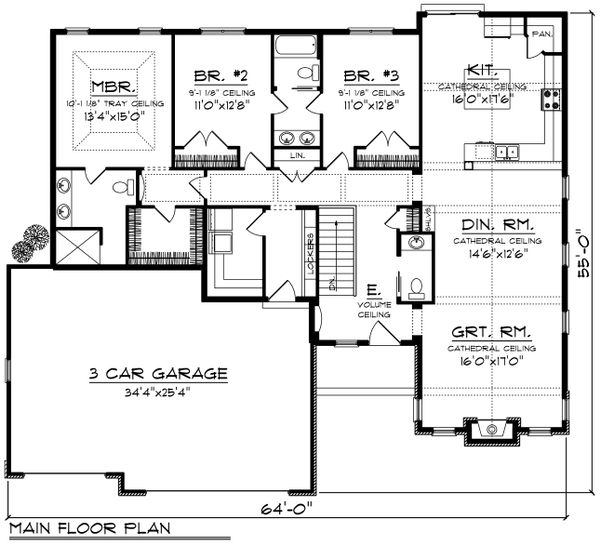 Dream House Plan - Ranch Floor Plan - Main Floor Plan #70-1196