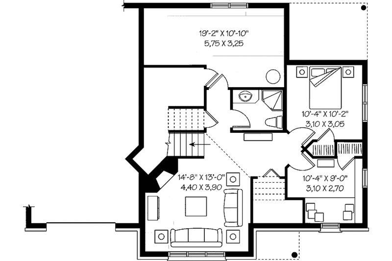 Dream House Plan - Floor Plan - Lower Floor for Modern House Plan #23-2383 - 3 bed, 2.5 bath