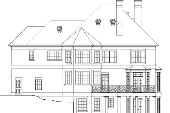 Exterior - Rear Elevation for Classical House Plan #119-371 - 4 bed, 3.5 bath