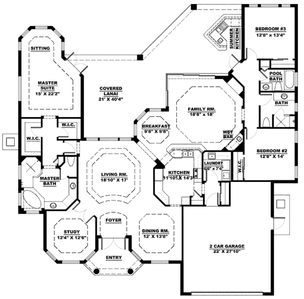 Architectural House Design - Mediterranean Floor Plan - Main Floor Plan #1017-119