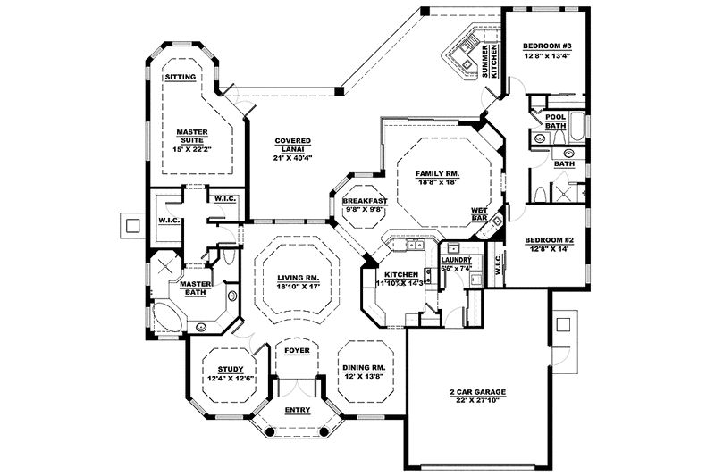 Home Plan - Floor Plan - Main Floor for Mediterranean House Plan #1017-119 - 3 bed, 3 bath