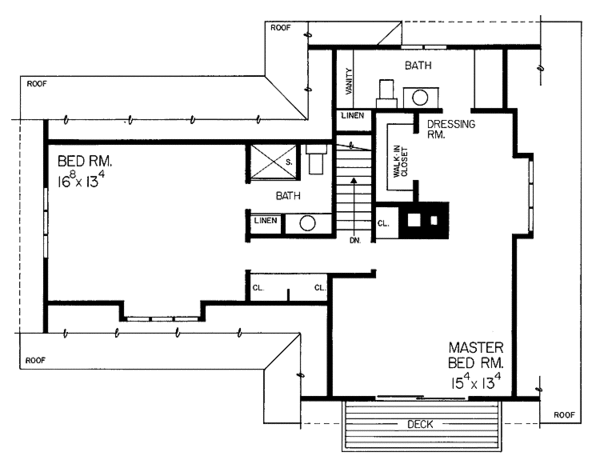 Architectural House Design - Colonial Floor Plan - Upper Floor Plan #72-633