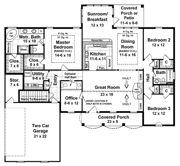 Home Plan - Country Floor Plan - Main Floor Plan #21-411