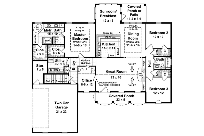 Home Plan - Floor Plan - Main Floor for Country House Plan #21-411 - 3 bed, 2 bath