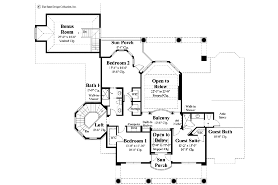 Floor Plan - Upper Floor for Classical House Plan #930-269 - 4 bed, 3.5 bath