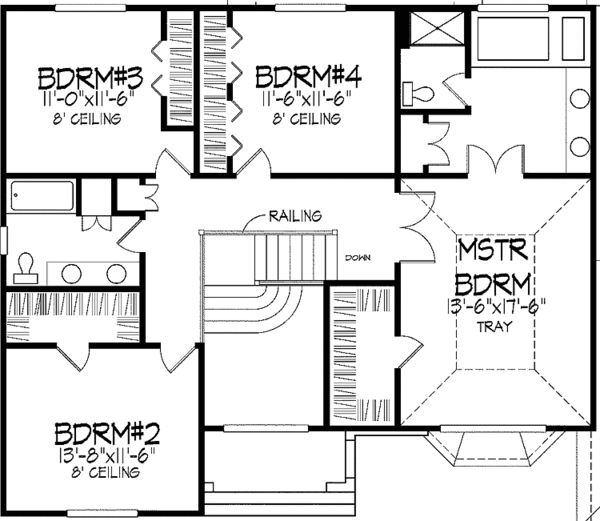 House Plan Design - Tudor Floor Plan - Upper Floor Plan #51-948