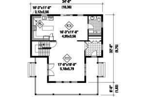 Floor Plan - Main Floor for Country House Plan #25-4718 - 3 bed, 1 bath