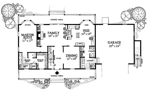 House Plan Design - Country Floor Plan - Main Floor Plan #72-1053