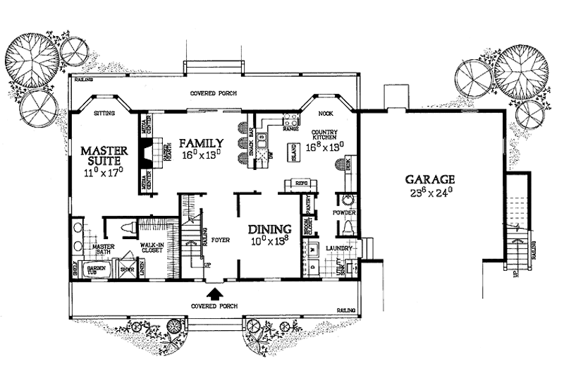 Home Plan - Floor Plan - Main Floor for Country House Plan #72-1053 - 4 bed, 3.5 bath