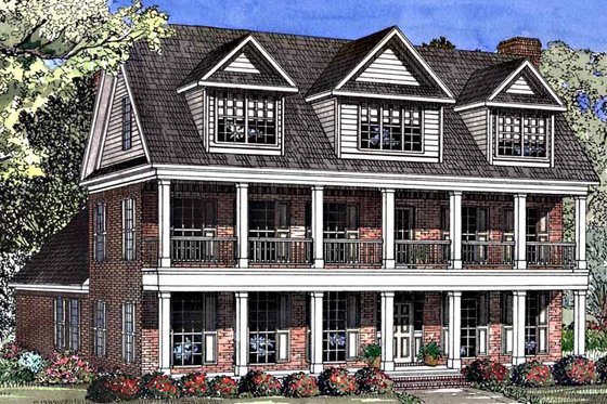 Exterior - Front Elevation 3 for Classical House Plan #17-3135 - 2 bed, 3 bath