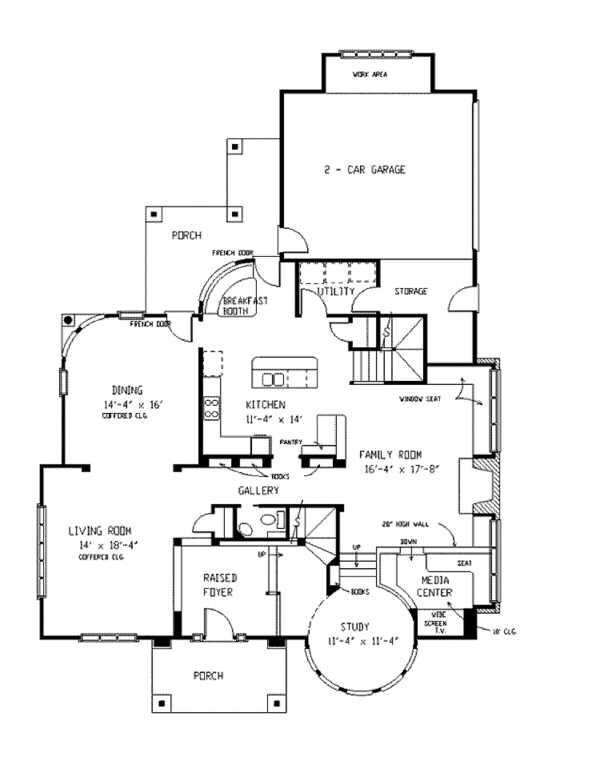 Architectural House Design - Craftsman Floor Plan - Main Floor Plan #410-3581