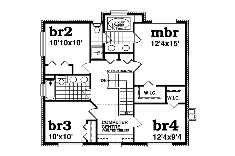 House Blueprint - Floor Plan - Upper Floor for Victorian House Plan #47-1025 - 4 bed, 3 bath
