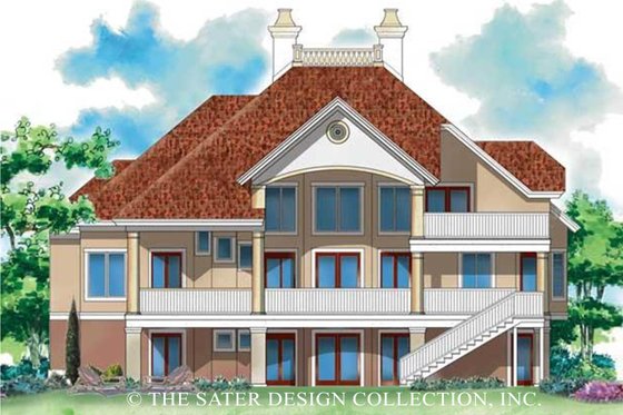 Exterior - Rear Elevation for Mediterranean House Plan #930-170 - 3 bed, 3.5 bath