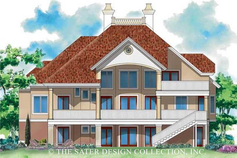 Architectural House Design - Exterior - Rear Elevation for Mediterranean House Plan #930-170 - 3 bed, 3.5 bath