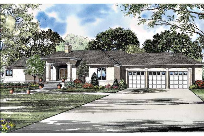 House Design - Exterior - Front Elevation 3 for Mediterranean House Plan #17-3075 - 3 bed, 2.5 bath