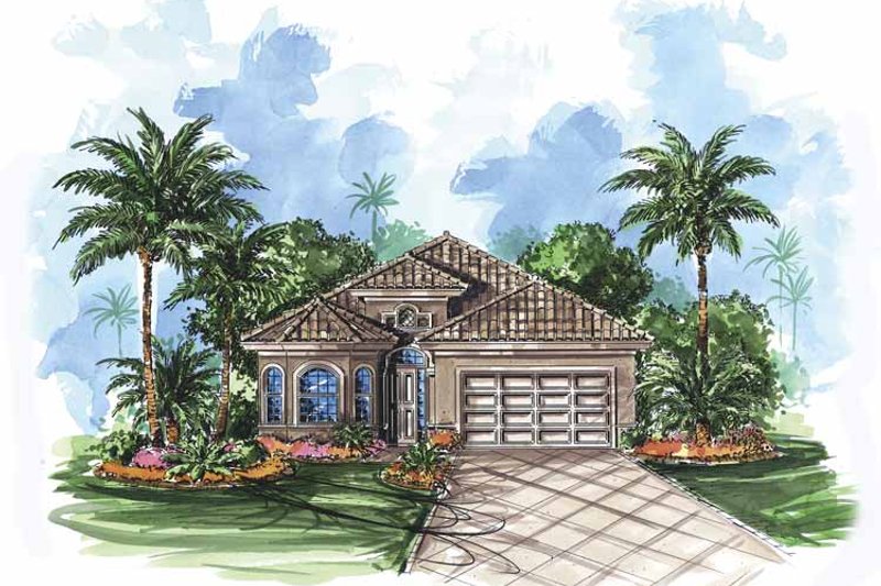 Home Plan - Exterior - Front Elevation 3 for Mediterranean House Plan #1017-81 - 2 bed, 2 bath