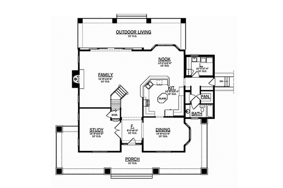 Floor Plan - Main Floor for Craftsman House Plan #1058-79 - 3 bed, 3 bath