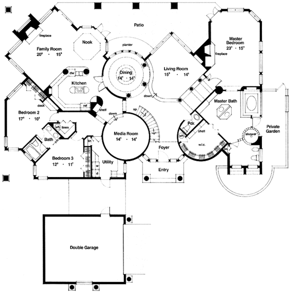 Home Plan - Mediterranean Floor Plan - Main Floor Plan #417-476