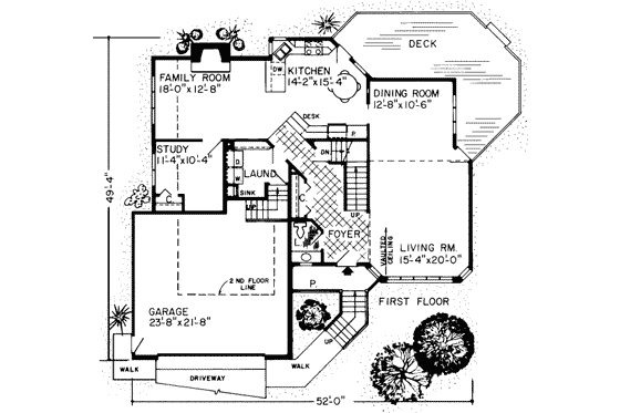 Floor Plan - Main Floor for Traditional House Plan #312-197 - 3 bed, 2.5 bath