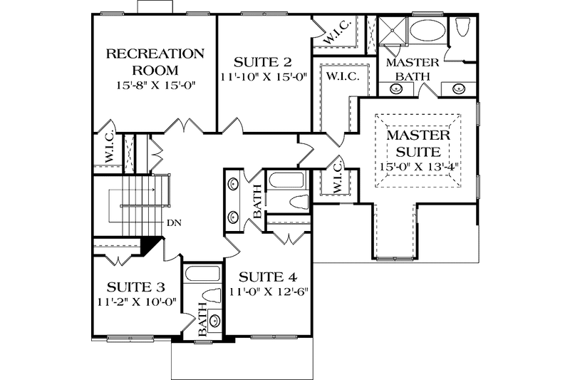 Dream House Plan - Floor Plan - Upper Floor for Traditional House Plan #453-551 - 4 bed, 3.5 bath