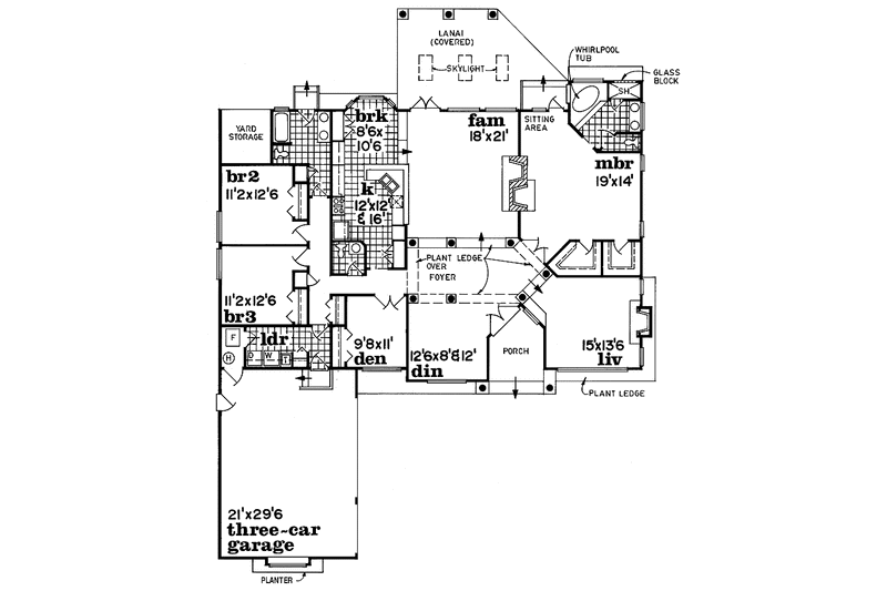 Home Plan - Floor Plan - Main Floor for Mediterranean House Plan #47-1005 - 3 bed, 2.5 bath